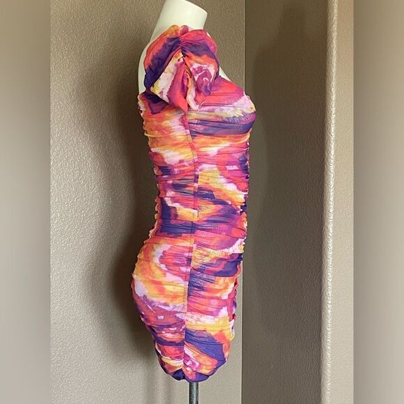 Urban Outfitters Multi Color Ruched Body Con Mini Dress size xs - Picture 3 of 5